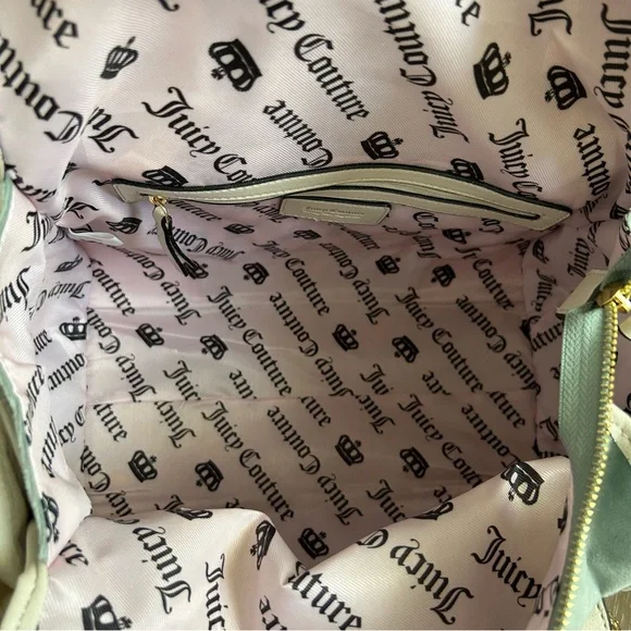 NWT Juicy Couture Dreamy Juicy Tote handbag daydreamer purse w wallet sage/white - Picture 9 of 15